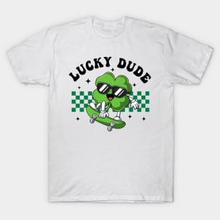 Lucky Dude, Boy St Patricks Day,Clover Skateboarding, Shamrock T-Shirt